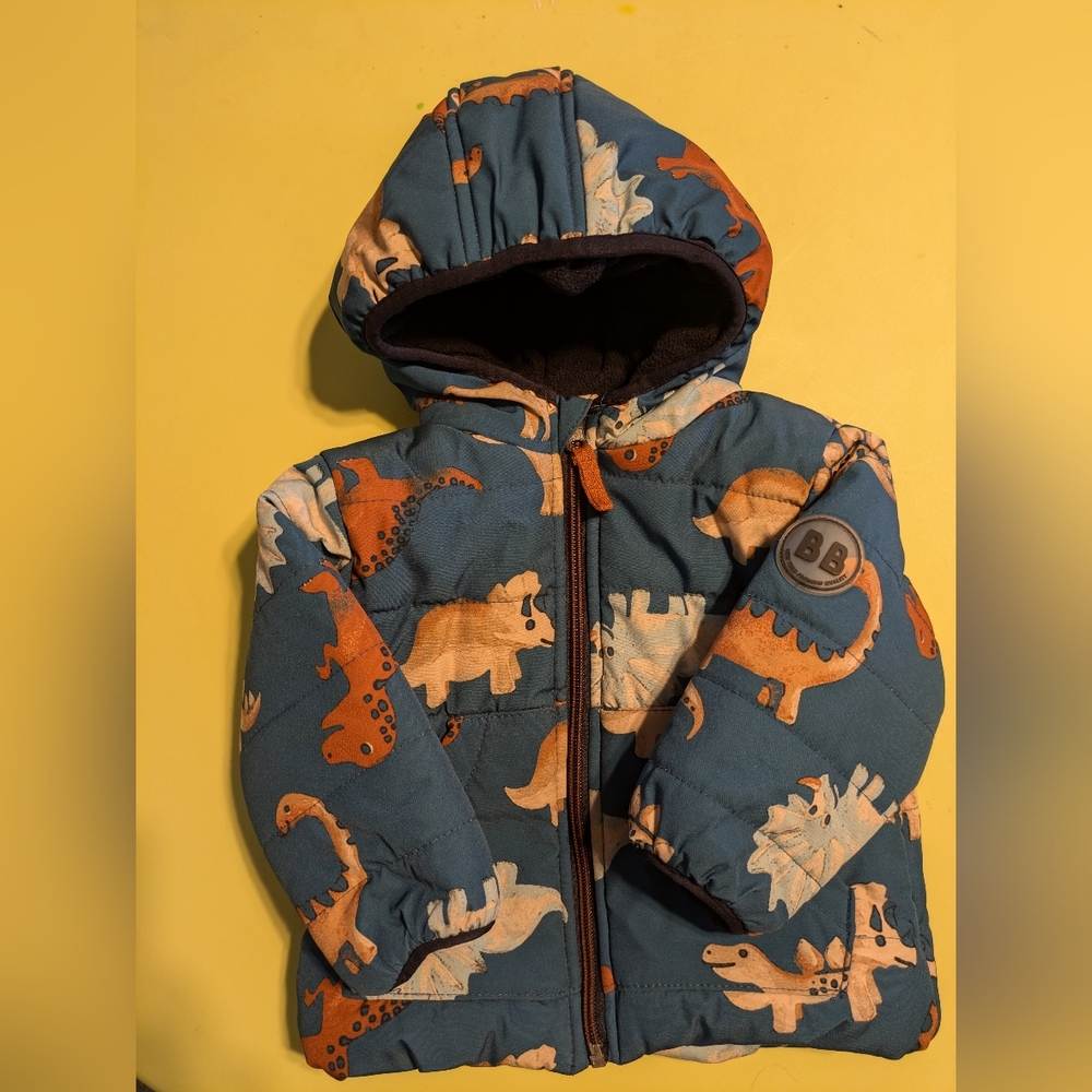 Brooklyn Boys 12 Month Dinosaur Puffer Jacket Fleece Lined